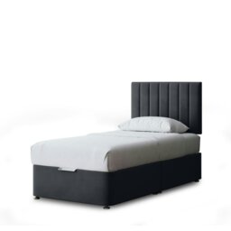 Rackhams Amelia Divan Bed with Upholstered Headboard - Two Drawers - Grey (Steel) - Single - thumbnail 2
