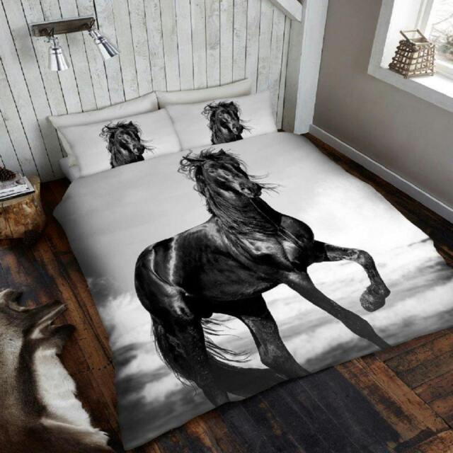 Rackhams 3D Duvet Cover and Pillowcase Set - Stallion - King (220cm x 235cm)