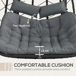 Rackhams Two-Seater Steel Frame Hanging Egg Chair - Black - thumbnail 6
