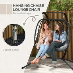 Rackhams Two-Seater Steel Frame Hanging Egg Chair - Black - thumbnail 4