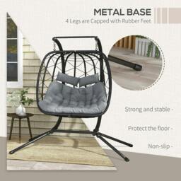 Rackhams Two-Seater Steel Frame Hanging Egg Chair - Black - thumbnail 5