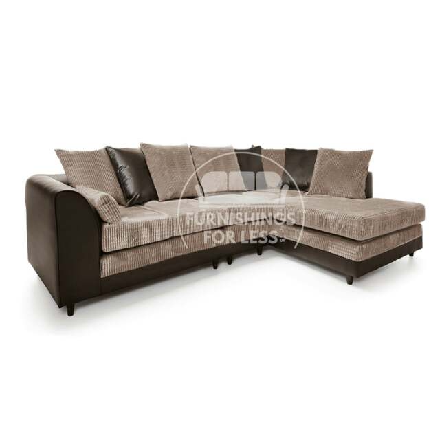 Rackhams Luca Mixed Fabric 5 Seater Corner Sofa - Scatter Back - Brown and Beige - Right Hand Facing - image 1