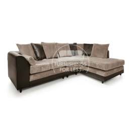 Rackhams Luca Mixed Fabric 5 Seater Corner Sofa - Scatter Back - Brown and Beige - Right Hand Facing - thumbnail 1