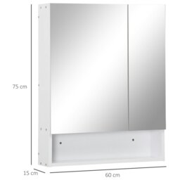 Rackhams Wall Mount Medicine Cabinet with Mirror and Adjustable Shelf, White - Bathroom Cabinet with Mirror - 1 - 60W x 15D x 75H cm - thumbnail 5