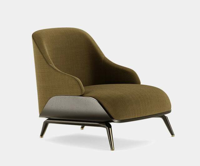 Rackhams Aster Brigid Armchair: Premium Stained Oak Matte Wood & Brushed Brass - image 1