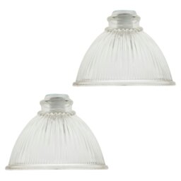 Rackhams Pair of American Diner Clear Glass Shades with Ribbed Lines for E14 and E27 - thumbnail 1