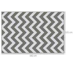 Rackhams Outdoor Rug, 1.2 x 1.8m Patio Floor Mat, Grey & White - 182 x 121 cm - Grey and White - 1 - thumbnail 5