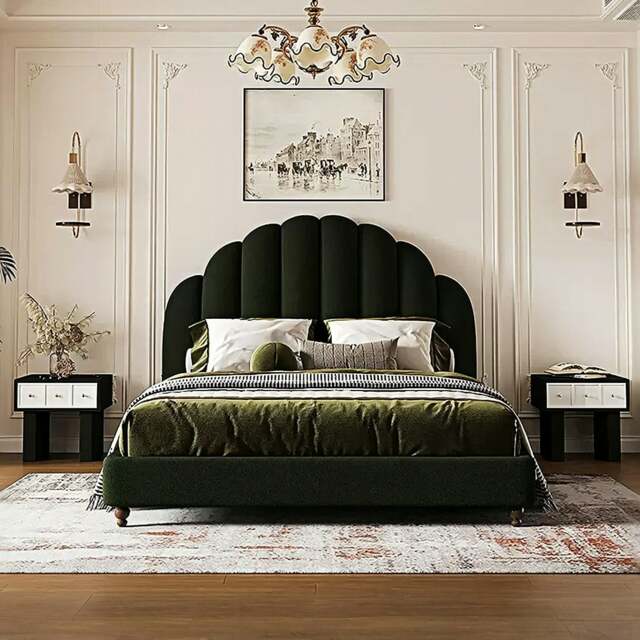Rackhams Persephone Shell Double Bed, King Size, Super King Size, Flannelette - Super King Size - Dark Green - image 1