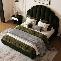 Rackhams Persephone Shell Double Bed, King Size, Super King Size, Flannelette - Super King Size - Dark Green - thumbnail 4