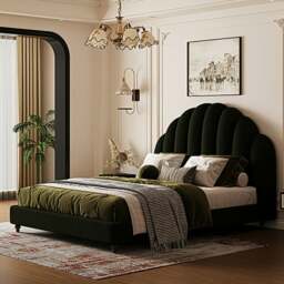 Rackhams Persephone Shell Double Bed, King Size, Super King Size, Flannelette - Super King Size - Dark Green - thumbnail 2