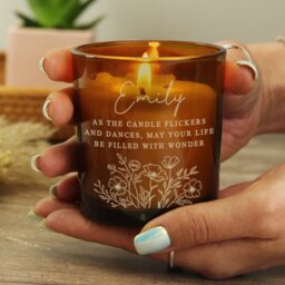 Rackhams Personalised Wild Flowers Amber Glass Candle - thumbnail 2