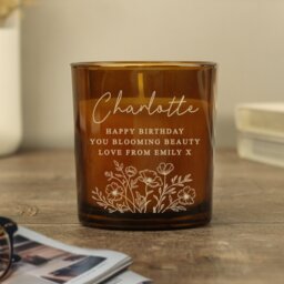 Rackhams Personalised Wild Flowers Amber Glass Candle - thumbnail 4
