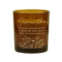 Rackhams Personalised Wild Flowers Amber Glass Candle