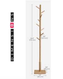 Rackhams Free Standing Solid Coat Rack – 8 Hooks for Hallway - thumbnail 3