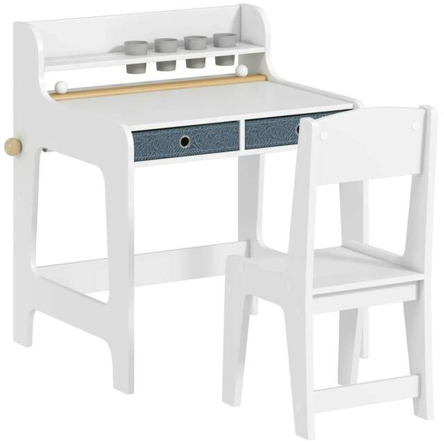 Rackhams Art Table and Chair Set for children, Kids Art Desk and Chair Set with Storage Shelf and Drawers