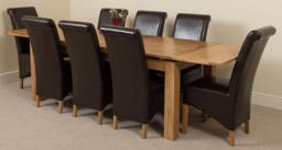 Rackhams Richmond Large Oak Extending Dining Table with Montana Leather Chairs - 10 chairs - Burgundy - thumbnail 5