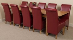 Rackhams Richmond Large Oak Extending Dining Table with Montana Leather Chairs - 10 chairs - Burgundy - thumbnail 1