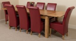 Rackhams Richmond Large Oak Extending Dining Table with Montana Leather Chairs - 10 chairs - Burgundy - thumbnail 4