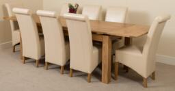 Rackhams Richmond Large Oak Extending Dining Table with Montana Leather Chairs - 10 chairs - Burgundy - thumbnail 2