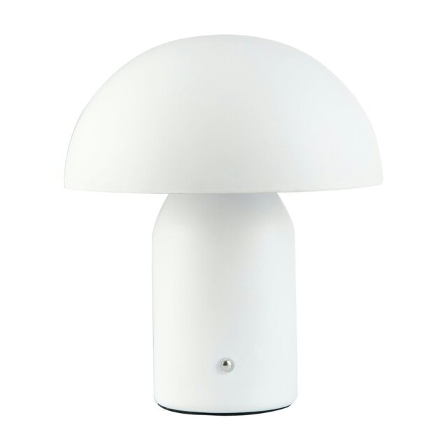 Rackhams Modern Rechargeable Mushroom Table Lamp in Mat White with Touch Dimmer Button - image 1
