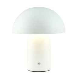 Rackhams Modern Rechargeable Mushroom Table Lamp in Mat White with Touch Dimmer Button - thumbnail 3