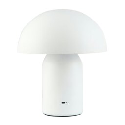 Rackhams Modern Rechargeable Mushroom Table Lamp in Mat White with Touch Dimmer Button - thumbnail 2