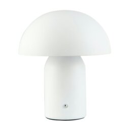 Rackhams Modern Rechargeable Mushroom Table Lamp in Mat White with Touch Dimmer Button - thumbnail 1