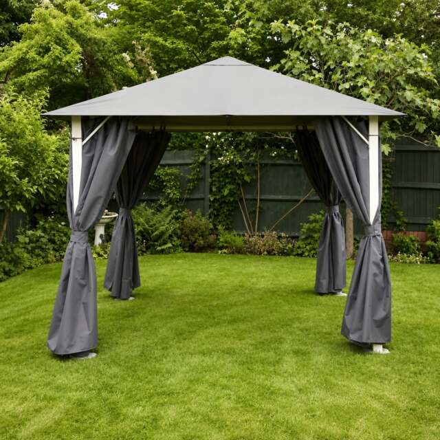 Rackhams Vintage Gazebo Curtain Set - Grey - 4m x 3m