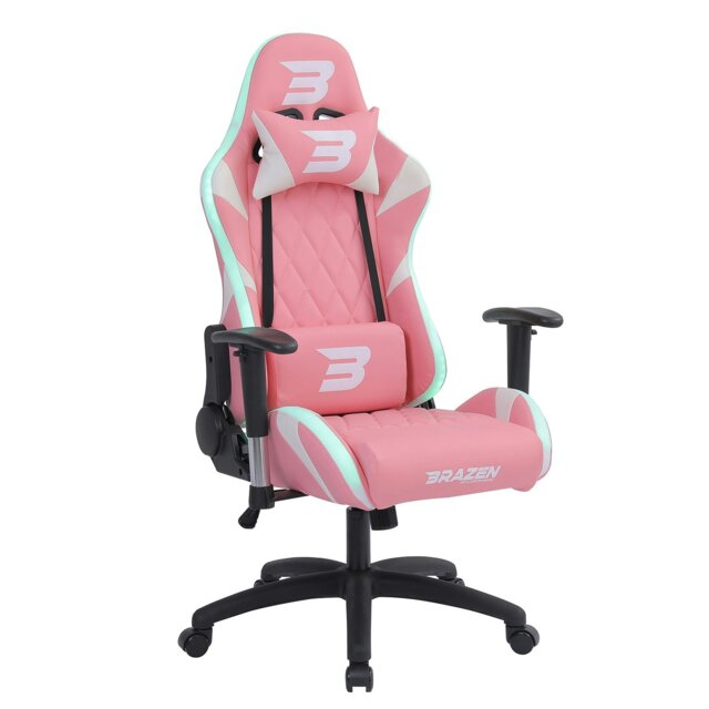 Rackhams Venom Elite Esports PC Gaming Chair with RGB - Pink - PU - PC Gaming Chair - image 1