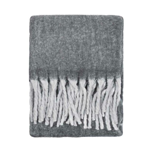 Rackhams Woven Tassel Throw - Charcoal - 140cm x 180cm - Charcoal - 100% Polyester - image 1