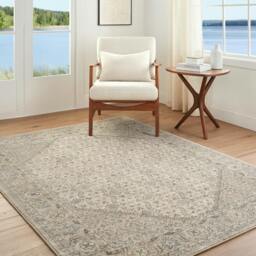 Rackhams Arda-Vintage Grey Taupe Brown Traditional Boho Fringe Rug - 200 x 290 cm