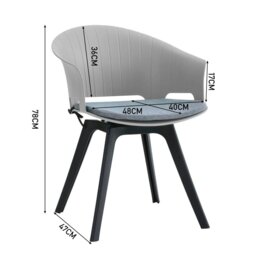 Rackhams Livingandhome Versatile Gray Swivel Plastic Chairs, Set of Four, Durable and Lightweight - Gray - thumbnail 4