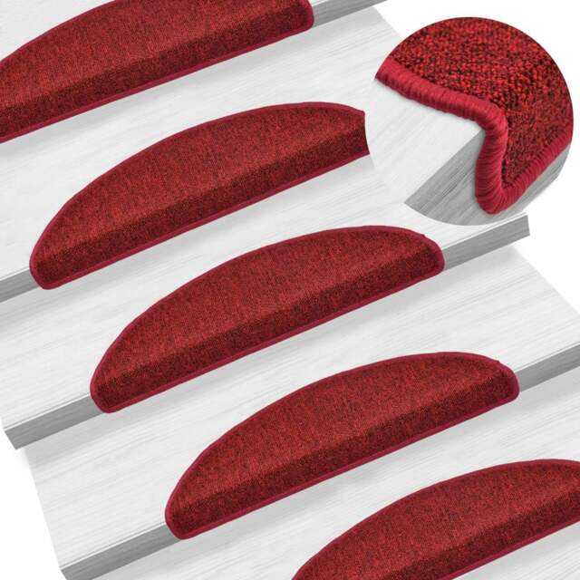 Rackhams Stair Mats 10 pcs 56x17x3 cm Bordeaux Red