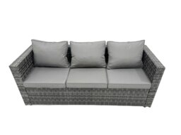 Rackhams Rattan Dining Table Sofa Set with 2 Side Tables 2 Small Footstools Outdoor 9 Seat Garden Furniture Set Dark Grey Mixed - thumbnail 4