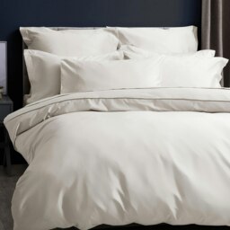 Rackhams Pima Cotton 450 Thread Count Duvet Cover - Ivory - Double - Ivory - 100% Cotton - thumbnail 3