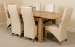 Rackhams Richmond Medium Oak Extendable Dining Table with Lola Leather Chairs - 8 chairs - Burgundy - thumbnail 3