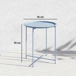Rackhams 46cm Round Garden Table Side Table with Removable Tray - White - Φ46 x 50Hcm - Steel - thumbnail 4
