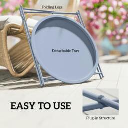 Rackhams 46cm Round Garden Table Side Table with Removable Tray - White - Φ46 x 50Hcm - Steel - thumbnail 5