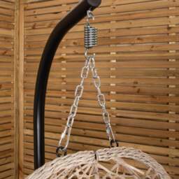 Rackhams Hanging Garden Rattan Egg Chair with Steel Frame and Waterproof Cover in Cool Grey - Hanging Egg Chair - thumbnail 5