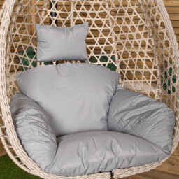 Rackhams Hanging Garden Rattan Egg Chair with Steel Frame and Waterproof Cover in Cool Grey - Hanging Egg Chair - thumbnail 4