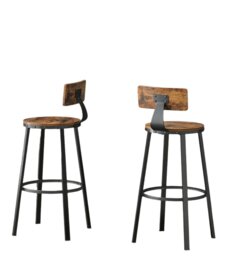 Rackhams Set of 2 Industrial Bar Stools with Backrest - 73cm Tall Kitchen Breakfast Chairs - thumbnail 5