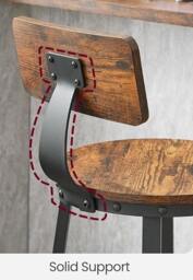 Rackhams Set of 2 Industrial Bar Stools with Backrest - 73cm Tall Kitchen Breakfast Chairs - thumbnail 2