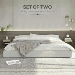 Rackhams Floating Bedside Tables Set of 2, Wall Mounted Nightstand, Grey Wood Effect - thumbnail 4