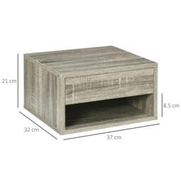 Rackhams Floating Bedside Tables Set of 2, Wall Mounted Nightstand, Grey Wood Effect - thumbnail 3