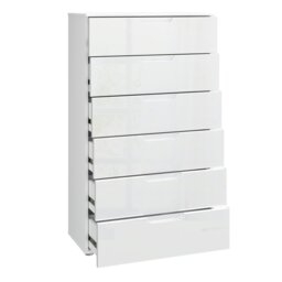 Rackhams Sienna Chest of 6 Drawers in White/White High Gloss - White - High Gloss - Melamine - thumbnail 3