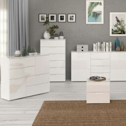 Rackhams Sienna Chest of 6 Drawers in White/White High Gloss - White - High Gloss - Melamine - thumbnail 4