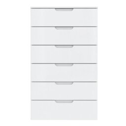Rackhams Sienna Chest of 6 Drawers in White/White High Gloss - White - High Gloss - Melamine - thumbnail 2