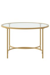 Rackhams Gold Modern Round Tempered Glass Coffee Table for Living Room - Gold - thumbnail 4