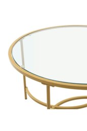 Rackhams Gold Modern Round Tempered Glass Coffee Table for Living Room - Gold - thumbnail 6
