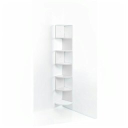 Rackhams White Corner Wall Shelf – 5-Tier Stylish Bookcase with Rounded Edges, 20 x 20 x 126 cm - thumbnail 6